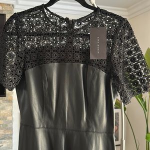 Zara Faux Leather with Lace Detail Dress (never worn with tag)